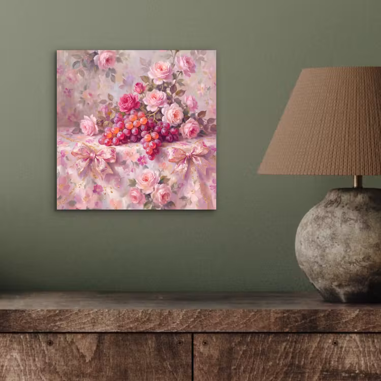 Aluminium schilderij - Eten - Bloemen - Stilleven - Roze - Goud — 3
