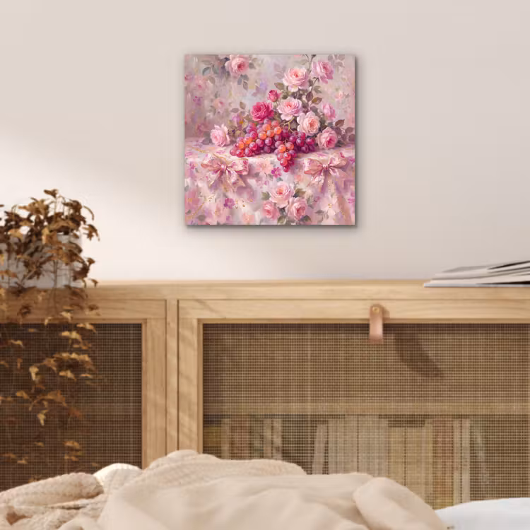 Aluminium schilderij - Eten - Bloemen - Stilleven - Roze - Goud — 4