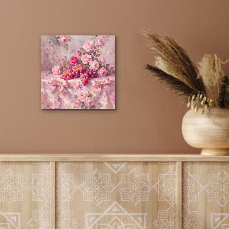 Aluminium schilderij - Eten - Bloemen - Stilleven - Roze - Goud — 5