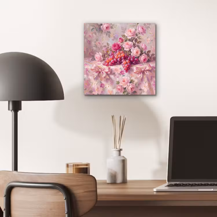 Aluminium schilderij - Eten - Bloemen - Stilleven - Roze - Goud — 6