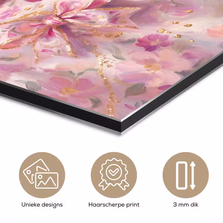 Aluminium schilderij - Eten - Bloemen - Stilleven - Roze - Goud — 7