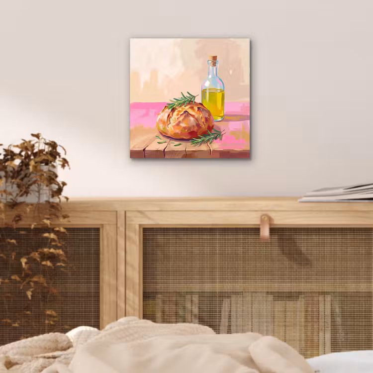Aluminium schilderij - Eten - Brood - Olijfolie - Abstract - Keuken — 4