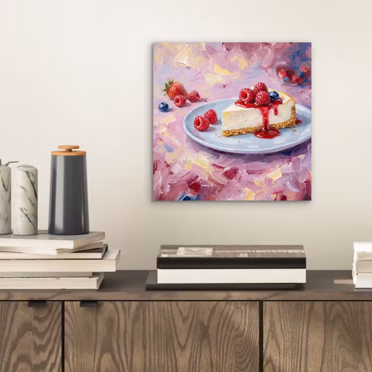 Aluminium schilderij - Eten - Cheesecake - Bessen - Abstract - Roze — 2