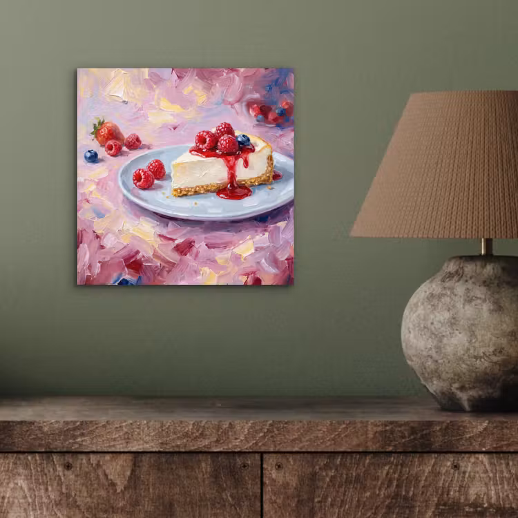 Aluminium schilderij - Eten - Cheesecake - Bessen - Abstract - Roze — 3