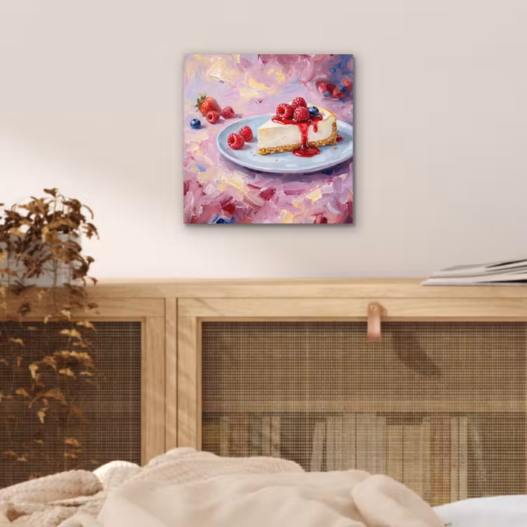Aluminium schilderij - Eten - Cheesecake - Bessen - Abstract - Roze — 4