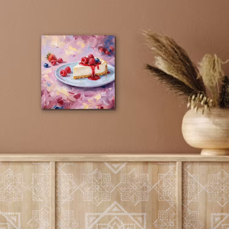 Aluminium schilderij - Eten - Cheesecake - Bessen - Abstract - Roze — 5