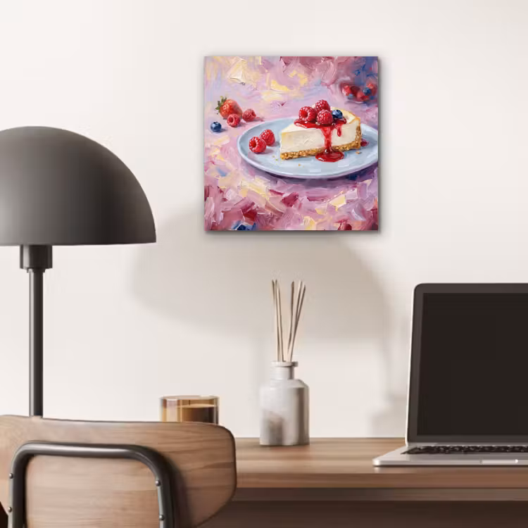 Aluminium schilderij - Eten - Cheesecake - Bessen - Abstract - Roze — 6