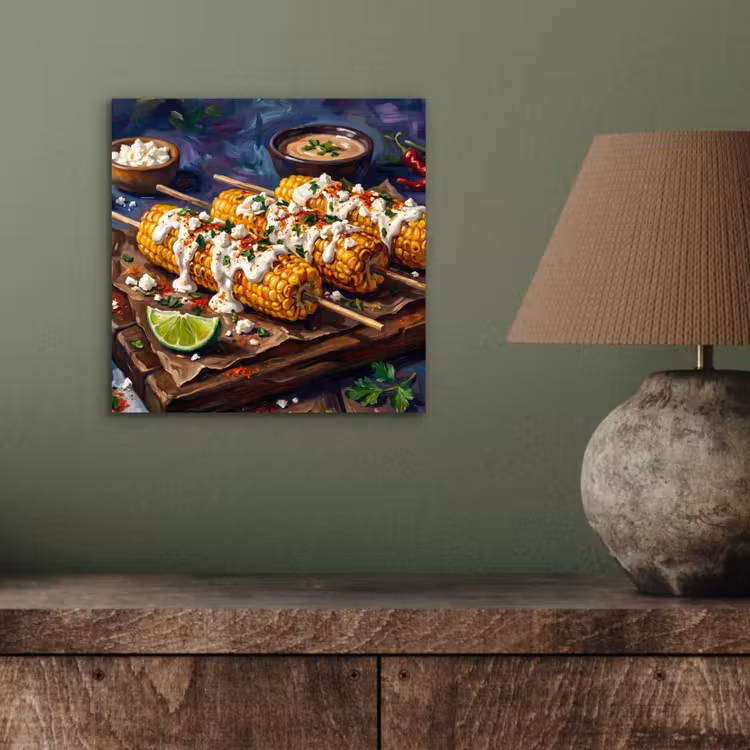 Aluminium schilderij - Eten - Maïs - Saus - Geschilderd - Geel — 3