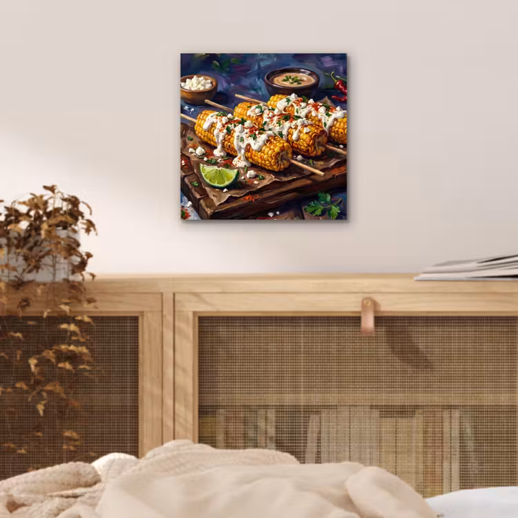 Aluminium schilderij - Eten - Maïs - Saus - Geschilderd - Geel — 4