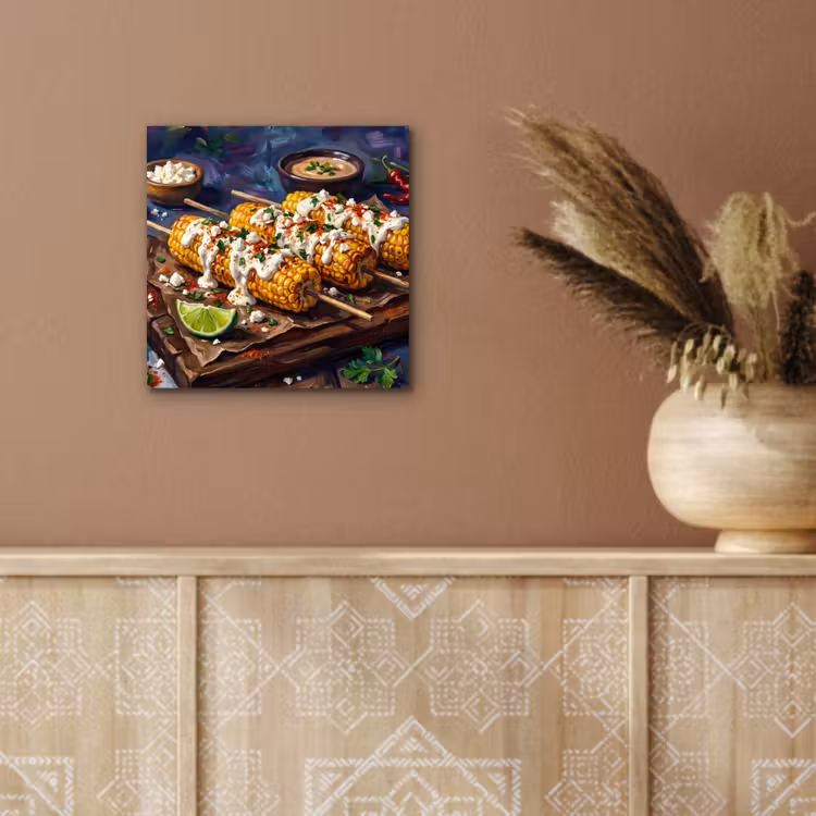 Aluminium schilderij - Eten - Maïs - Saus - Geschilderd - Geel — 5
