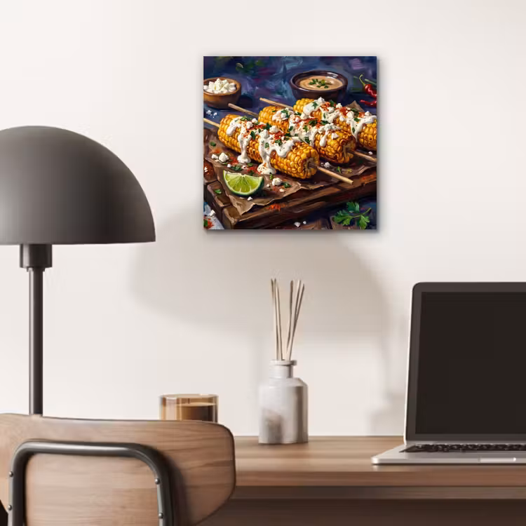Aluminium schilderij - Eten - Maïs - Saus - Geschilderd - Geel — 6