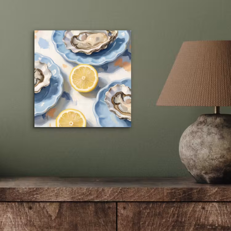 Aluminium schilderij - Eten - Oesters - Citroenen - Modern - Geel — 3