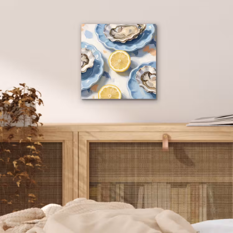 Aluminium schilderij - Eten - Oesters - Citroenen - Modern - Geel — 4