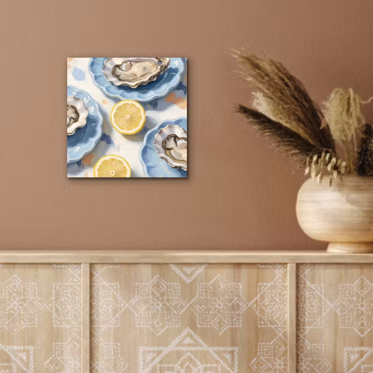 Aluminium schilderij - Eten - Oesters - Citroenen - Modern - Geel — 5