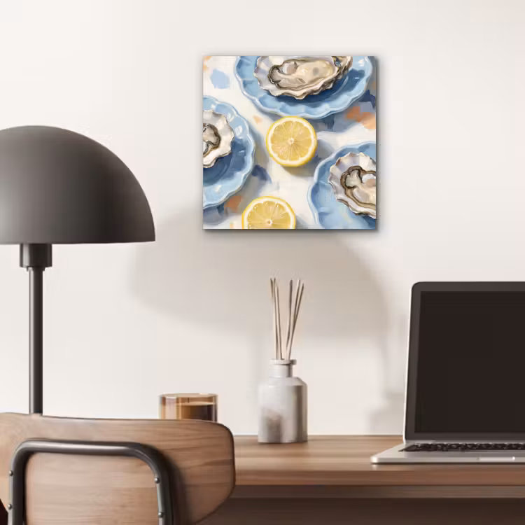 Aluminium schilderij - Eten - Oesters - Citroenen - Modern - Geel — 6
