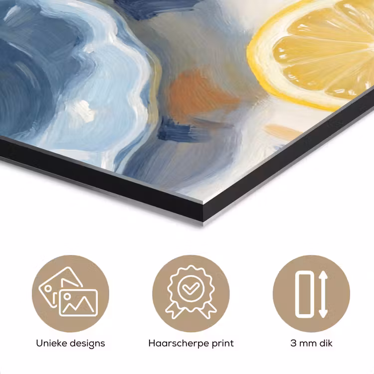 Aluminium schilderij - Eten - Oesters - Citroenen - Modern - Geel — 7