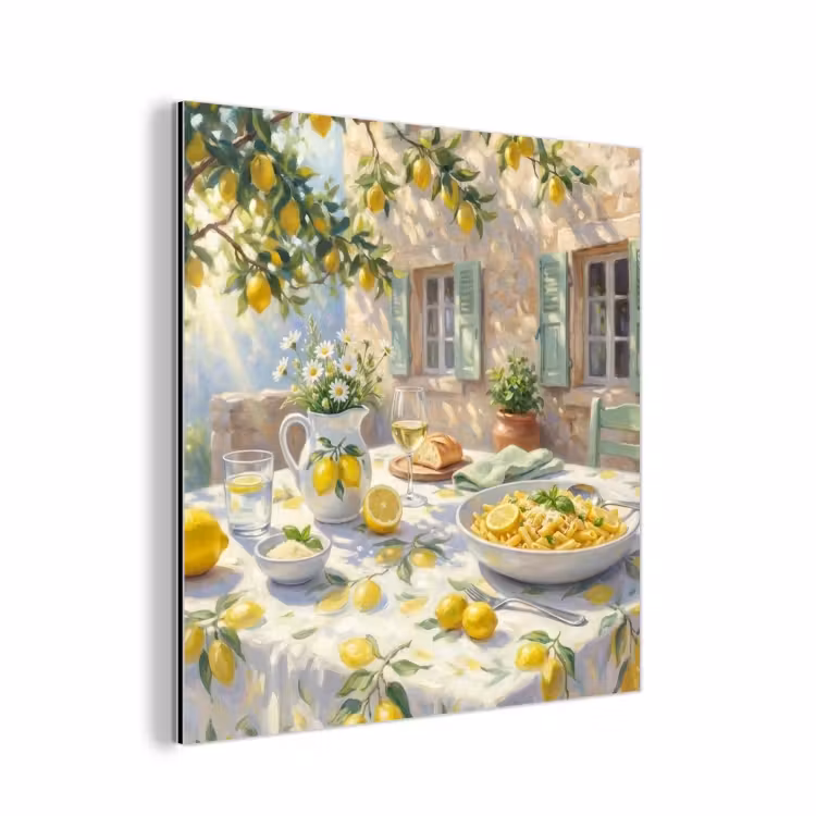 Aluminium schilderij - Eten - Terras - Zomer - Geschilderd - Geel — 1