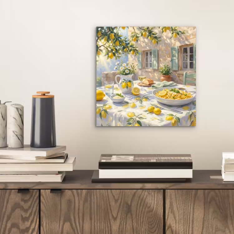 Aluminium schilderij - Eten - Terras - Zomer - Geschilderd - Geel — 2