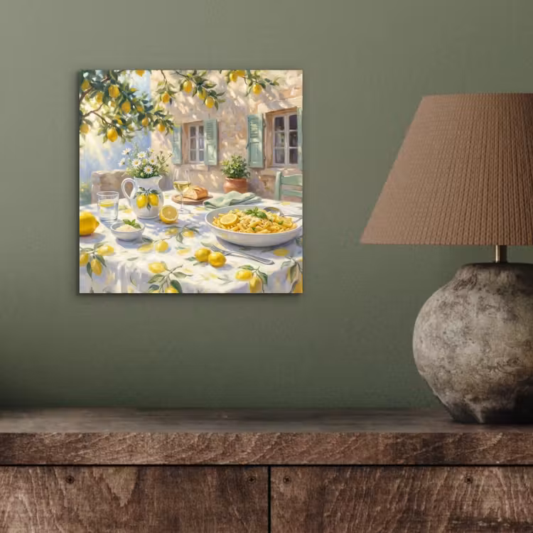 Aluminium schilderij - Eten - Terras - Zomer - Geschilderd - Geel — 3