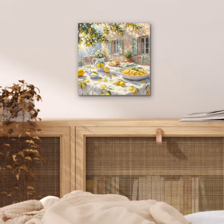 Aluminium schilderij - Eten - Terras - Zomer - Geschilderd - Geel — 4