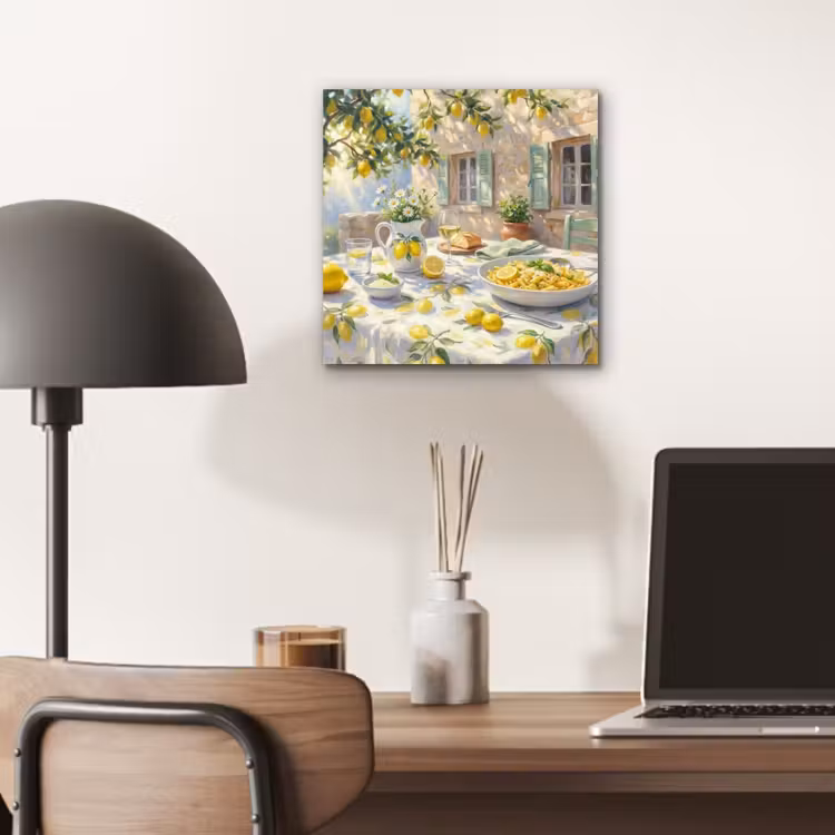 Aluminium schilderij - Eten - Terras - Zomer - Geschilderd - Geel — 6