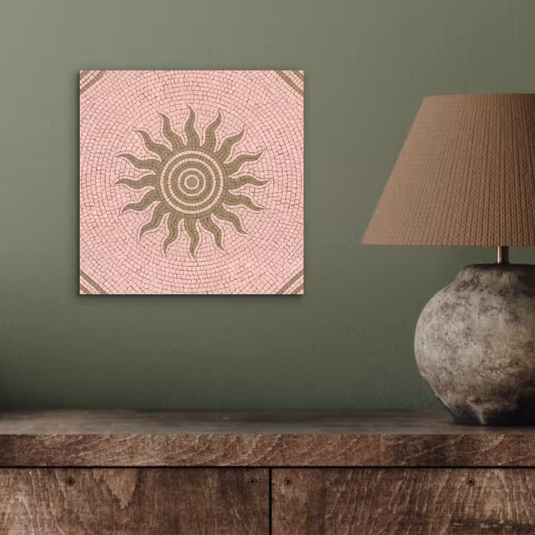 Aluminium schilderij - Mozaïek - Zon - Patroon - Klassiek - Roze — 3
