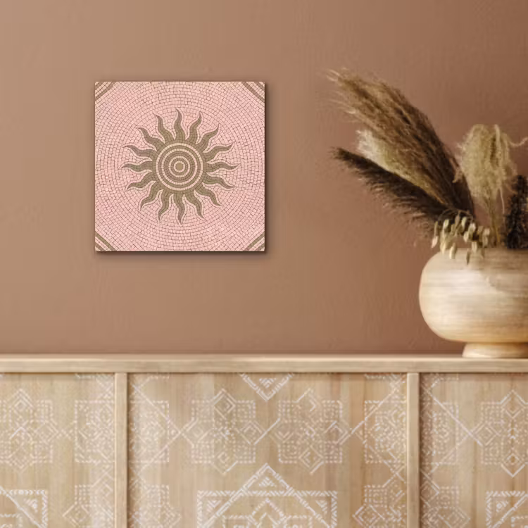 Aluminium schilderij - Mozaïek - Zon - Patroon - Klassiek - Roze — 5
