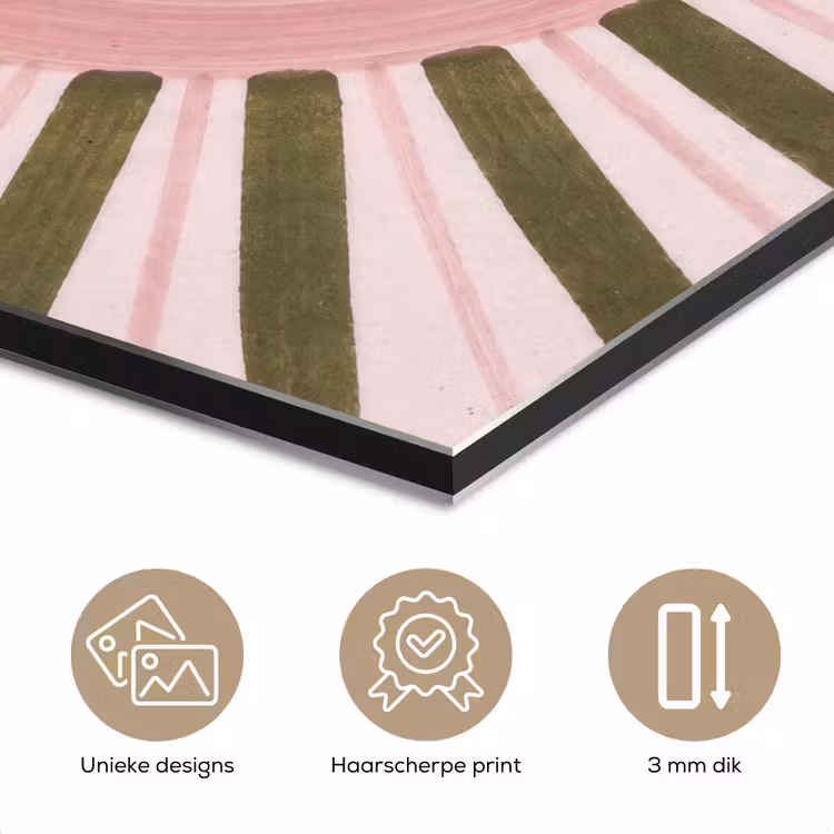 Aluminium schilderij - Patroon - Cirkel - Stralen - Abstract - Roze — 7
