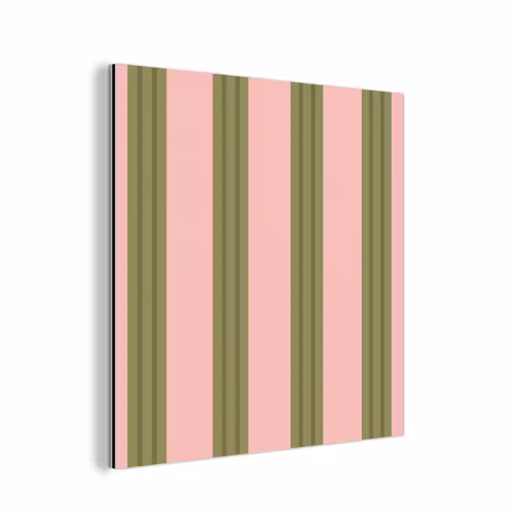 Aluminium schilderij - Patroon - Strepen - Abstract - Roze - Groen — 1