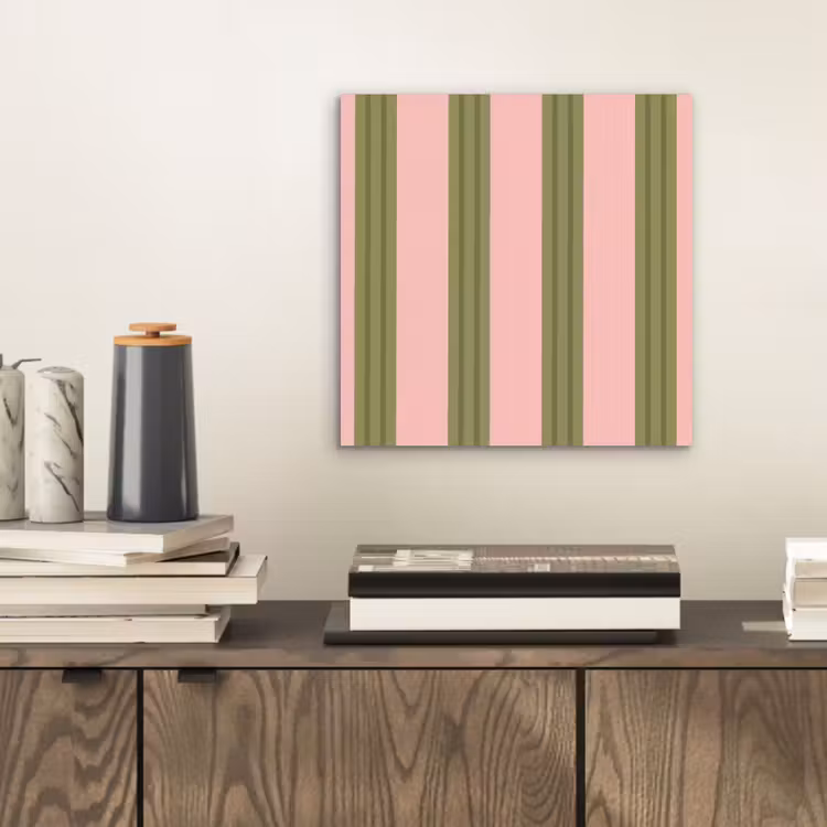Aluminium schilderij - Patroon - Strepen - Abstract - Roze - Groen — 2
