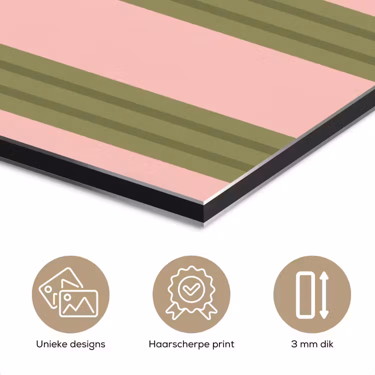 Aluminium schilderij - Patroon - Strepen - Abstract - Roze - Groen — 7