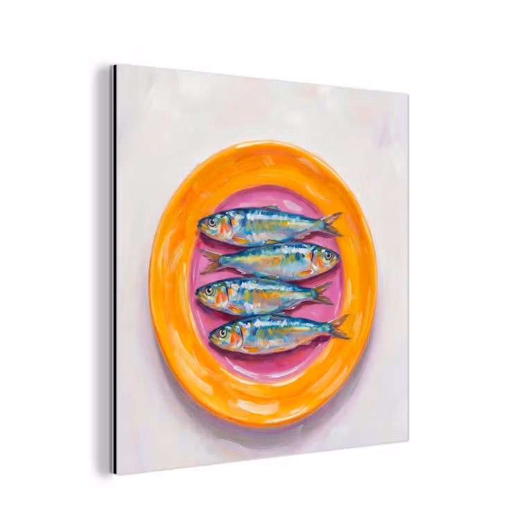 Aluminium schilderij - Vis - Vier - Eten - Modern - Kleurrijk — 1