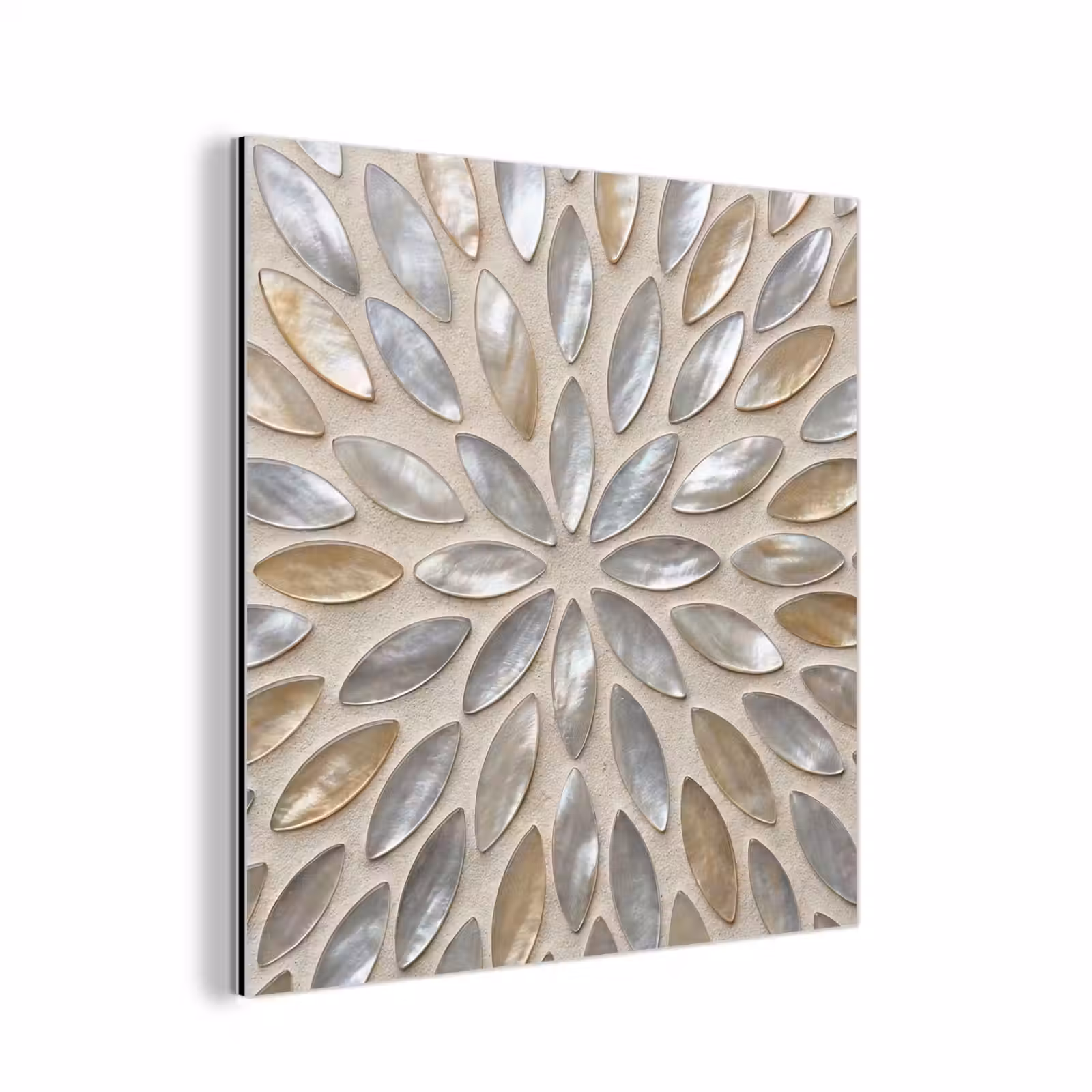 Aluminium schilderij - Patroon - Ovaal - Glanzend - Abstract - Beige — 1