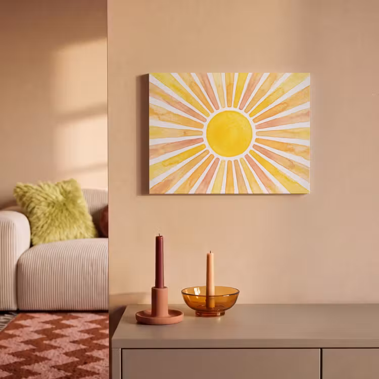 Akoestisch schilderij - Zon - Stralen - Aquarel - Geel - Abstract — 2