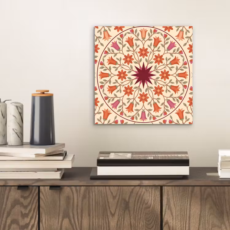 Aluminium schilderij - Bloemen - Mandala - Decoratief - Rood — 2