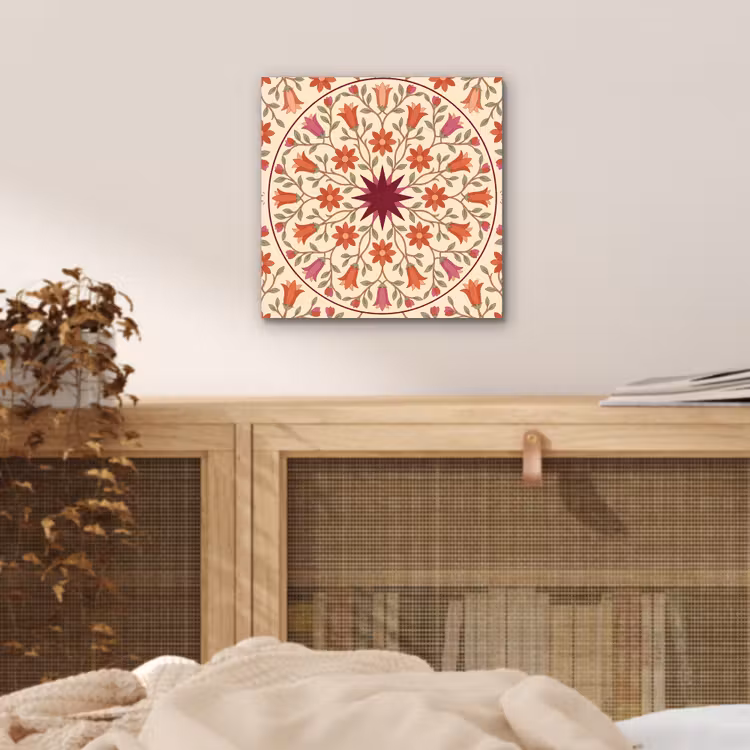 Aluminium schilderij - Bloemen - Mandala - Decoratief - Rood — 4