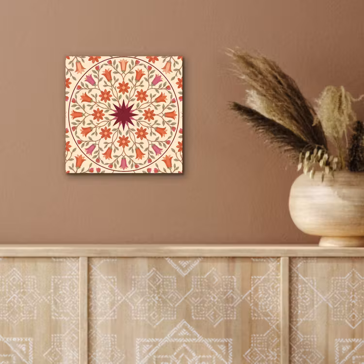 Aluminium schilderij - Bloemen - Mandala - Decoratief - Rood — 5