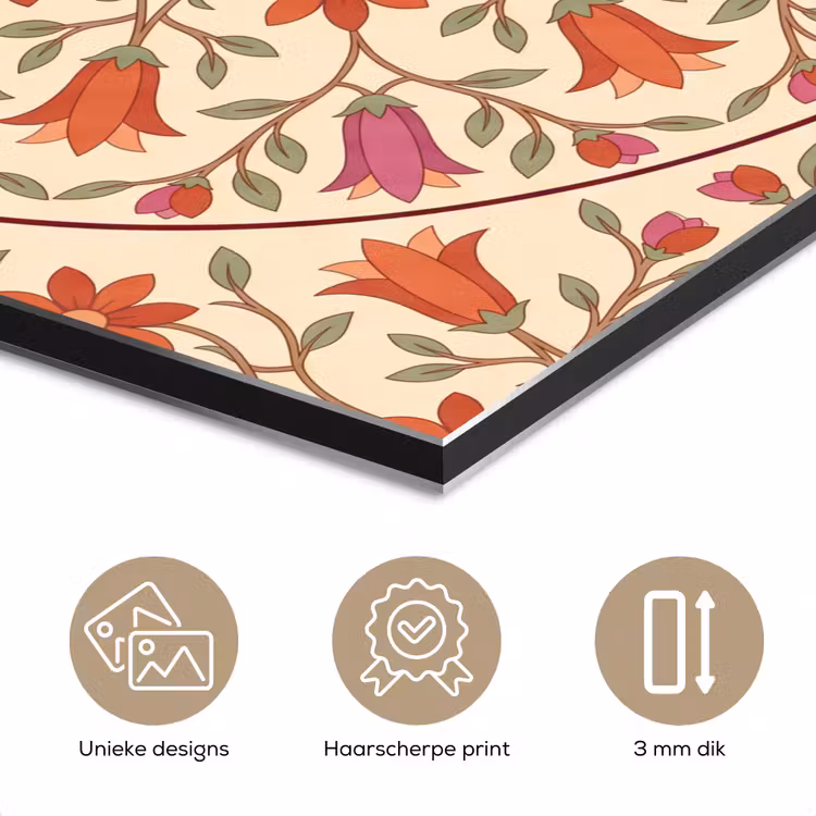 Aluminium schilderij - Bloemen - Mandala - Decoratief - Rood — 7
