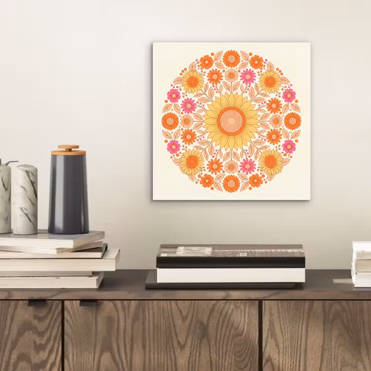 Aluminium schilderij - Bloemen - Mandala - Patroon - Kleurrijk — 2