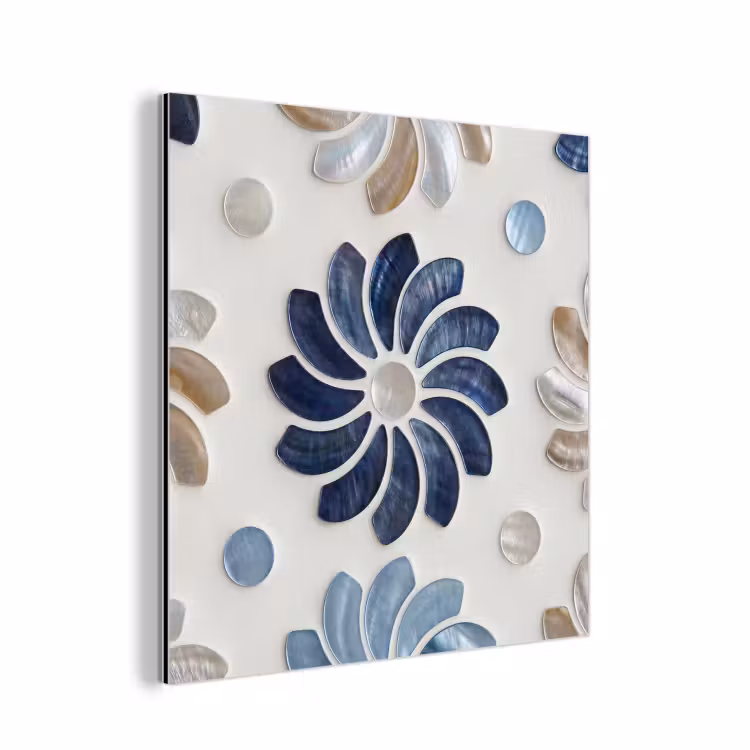 Aluminium schilderij - Bloemen - Parelmoer - Abstract - Patroon - Blauw — 1