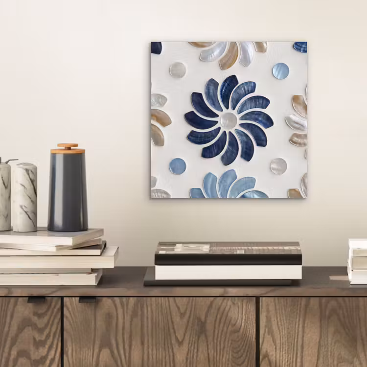 Aluminium schilderij - Bloemen - Parelmoer - Abstract - Patroon - Blauw — 2