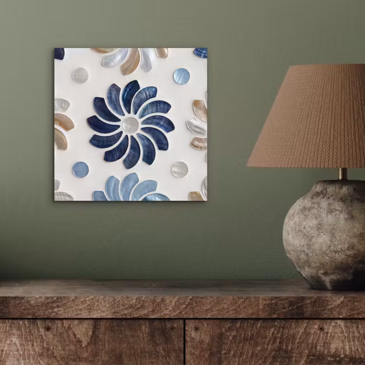 Aluminium schilderij - Bloemen - Parelmoer - Abstract - Patroon - Blauw — 3