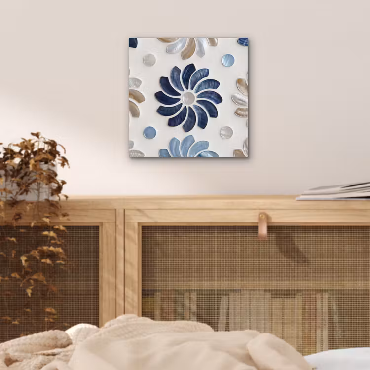 Aluminium schilderij - Bloemen - Parelmoer - Abstract - Patroon - Blauw — 4