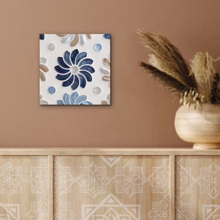 Aluminium schilderij - Bloemen - Parelmoer - Abstract - Patroon - Blauw — 5