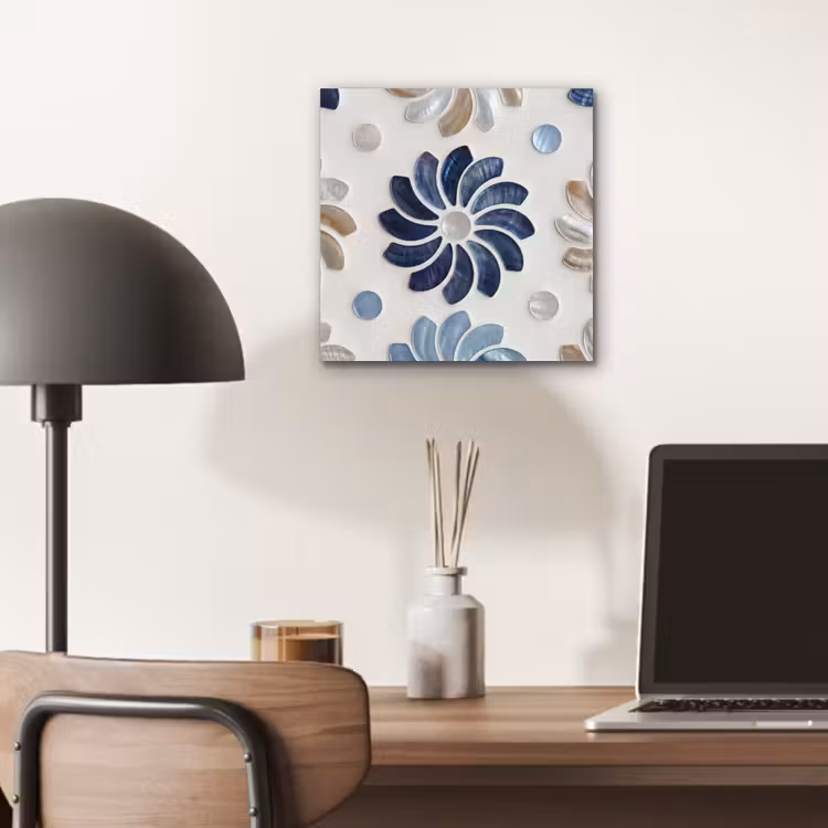 Aluminium schilderij - Bloemen - Parelmoer - Abstract - Patroon - Blauw — 6