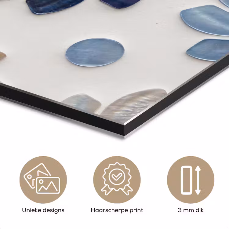 Aluminium schilderij - Bloemen - Parelmoer - Abstract - Patroon - Blauw — 7