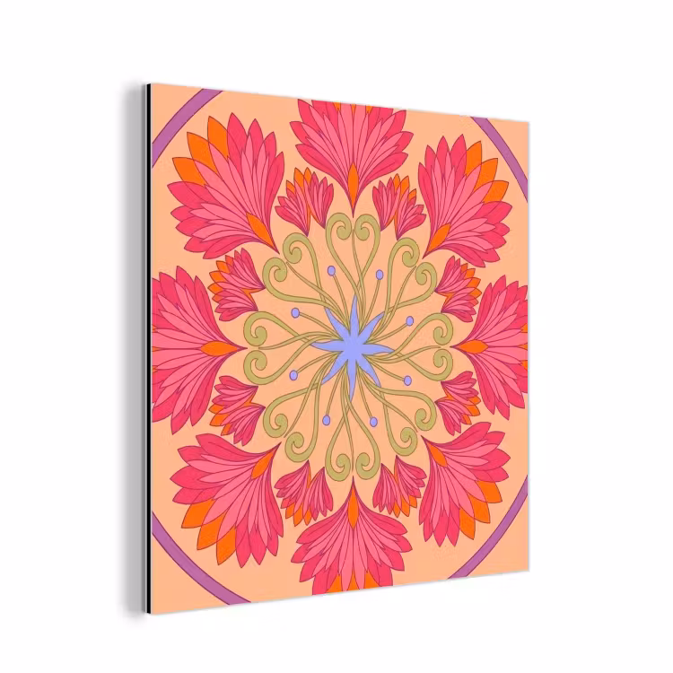 Aluminium schilderij - Bloemen - Patroon - Abstract - Roze - Decoratief — 1