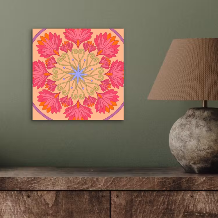 Aluminium schilderij - Bloemen - Patroon - Abstract - Roze - Decoratief — 3