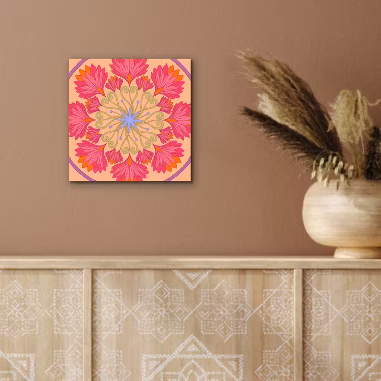 Aluminium schilderij - Bloemen - Patroon - Abstract - Roze - Decoratief — 5