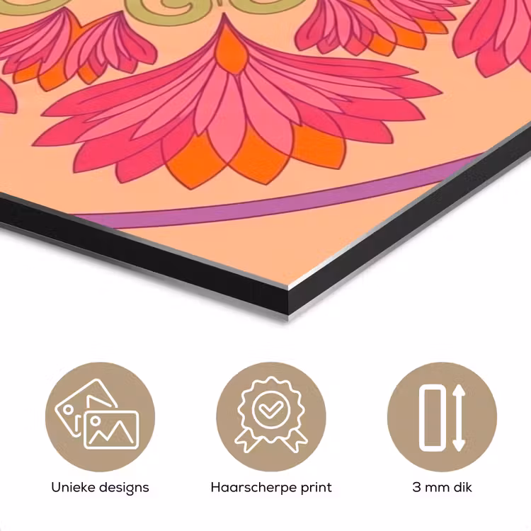 Aluminium schilderij - Bloemen - Patroon - Abstract - Roze - Decoratief — 7